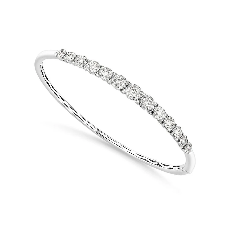 Bracelet jonc à bulles en or blanc 14 K avec diamants totalisant 1,50 ct