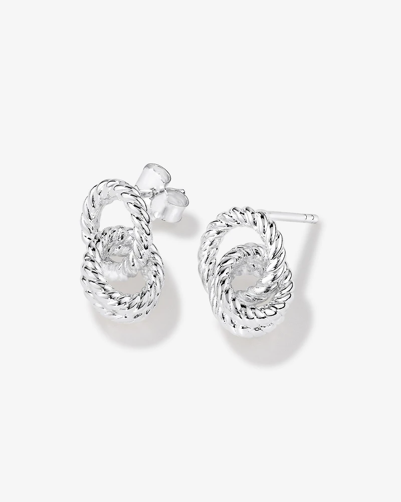 Boucles d’oreilles en argent sterling texturées de style corde