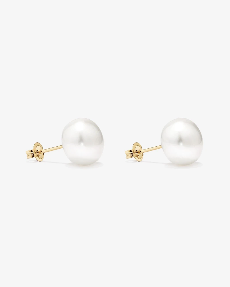 Boucles d’oreilles à perles d’eau douce cultivées bouton 10,5–11 mm en or jaune 10 carats