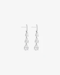 Boucles d'Oreilles Clous avec Triple Goutte de Zircon Cubique en Forme de Poire en Argent Sterling