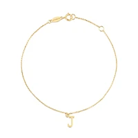 19cm (7.5") J Initial Bracelet in 10kt Yellow Gold