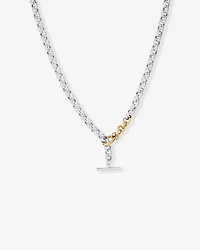 Collier chaîne gourmette à fermoir deux tons en argent sterling et or jaune 10 kt