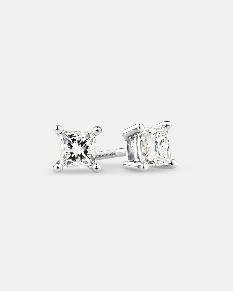 Certified Stud Earrings with 0.96 Carat TW of Diamonds in 14kt White Gold