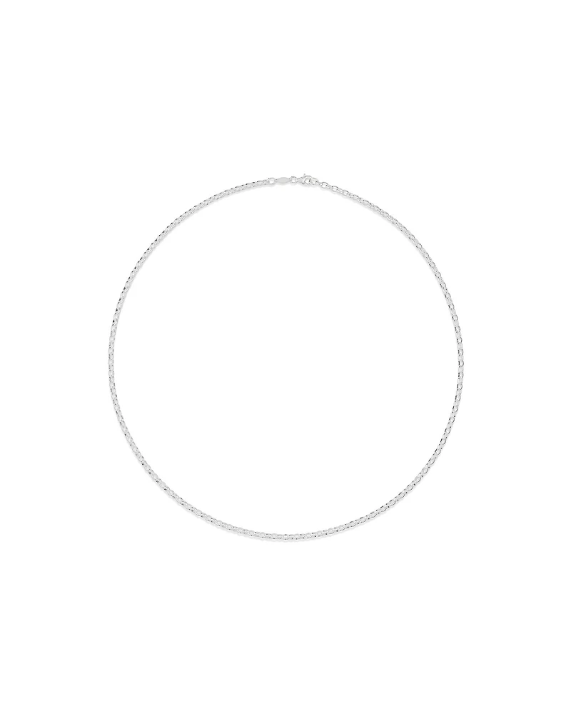 Chaîne de béchers ovale de 55 cm (22 po) de 3 mm à 3,5 mm de largeur en argent sterling