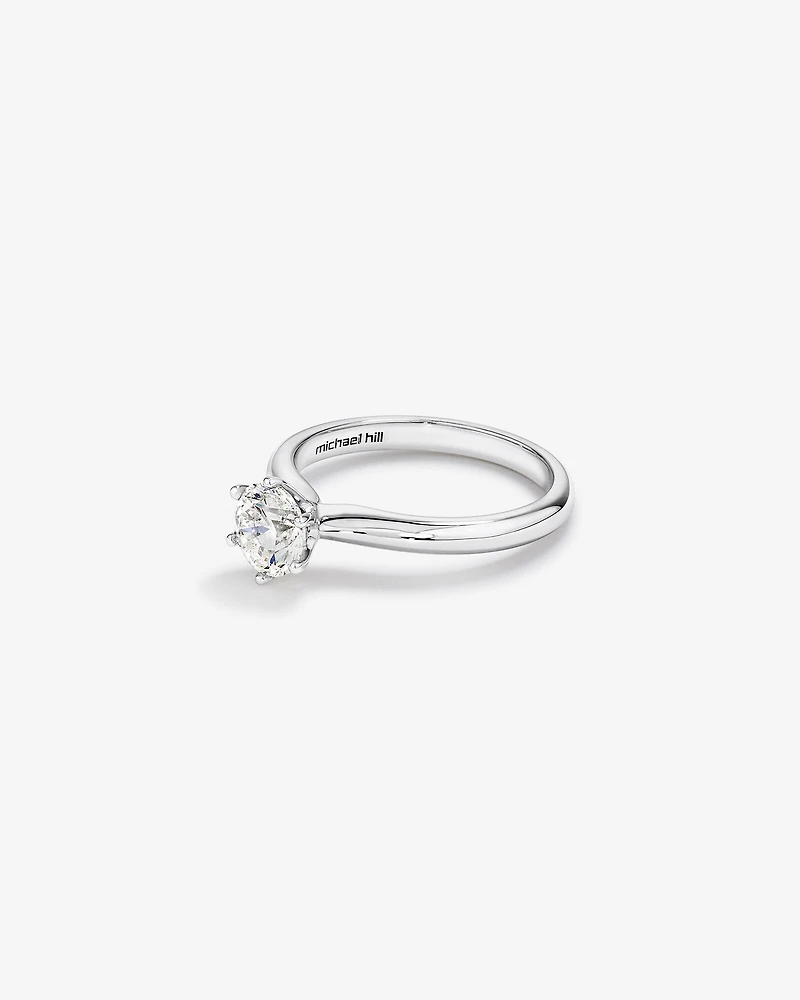 Bague de fiançailles en or blanc 18 K à diamant solitaire certifié totalisant 1 ct