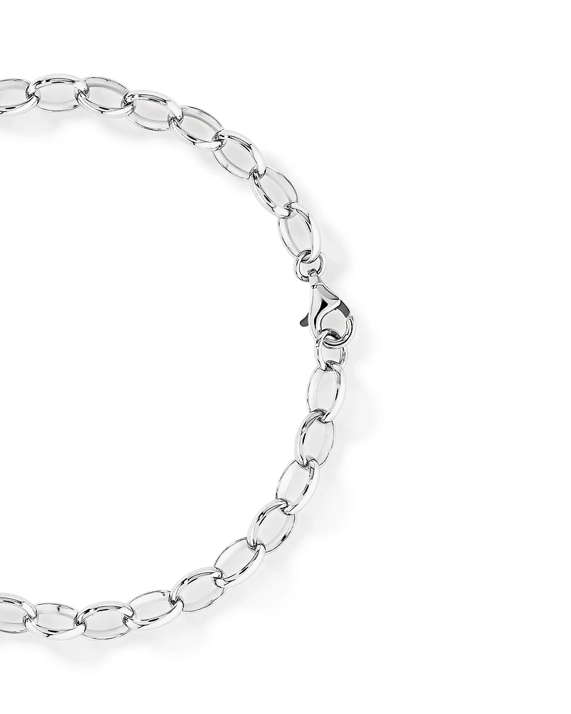 Cubic Zirconia Pave Heart Belcher Bracelet in Sterling Silver