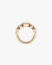 Bague de fiançailles en or jaune 14 carats, sertie de 5 diamants synthétiques de 2,90 carats