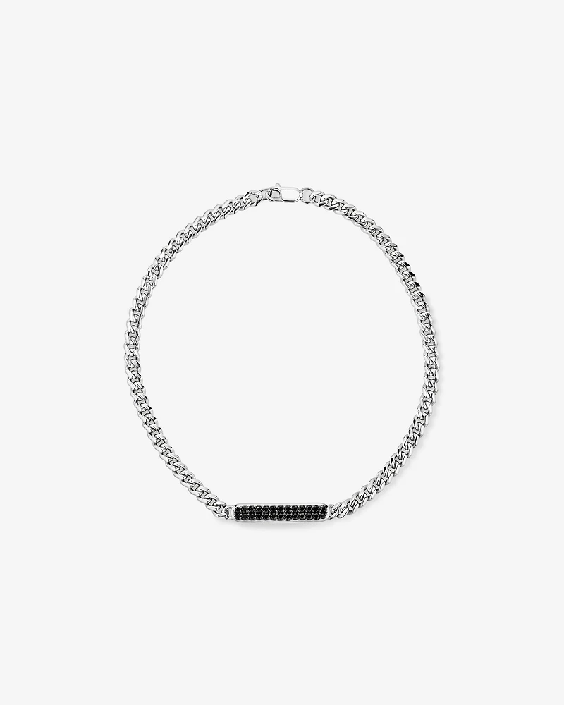 Bracelet micro maille gourmette pour homme avec 0,30 carat de diamants noirs en argent sterling