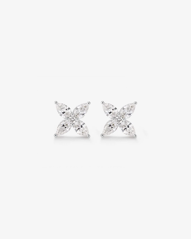 Boucles d’oreilles en diamants cultivés en laboratoire TW Floret de 0,62 carat en or blanc 10 carats