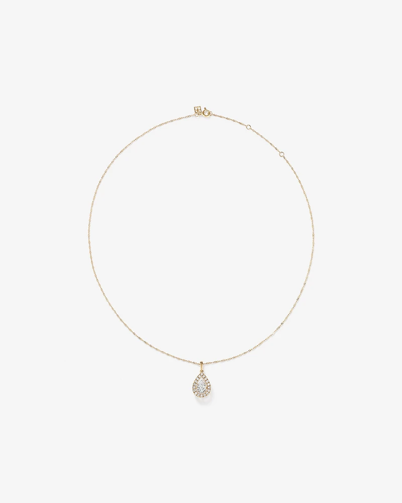 Lume Lab Pear Pendant with 1.00 Carat TW of Laboratory-Grown Diamonds in 10kt White Gold