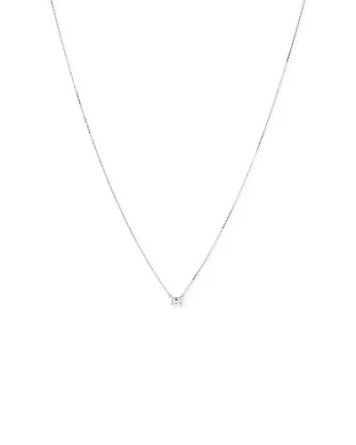 0.25 Carat TW Emerald Cut Diamond Solitaire Necklace in 18kt White Gold