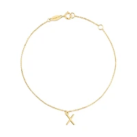 Collier à pendentif initiale X en or jaune 10 K