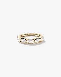 1.50 Carat TW Bezel Set Emerald and Oval Cut Lab-Grown Diamond Wedding Band in 14kt Yellow Gold