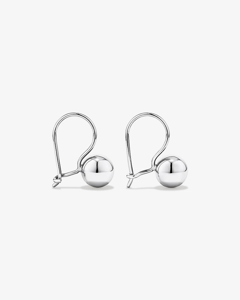 Boucles d'oreilles Euroball de 7 mm en or blanc 10 kt