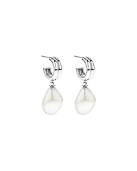 Boucles d’oreilles goutte à deux rangs avec perles baroques d’eau douce cultivées en argent sterling