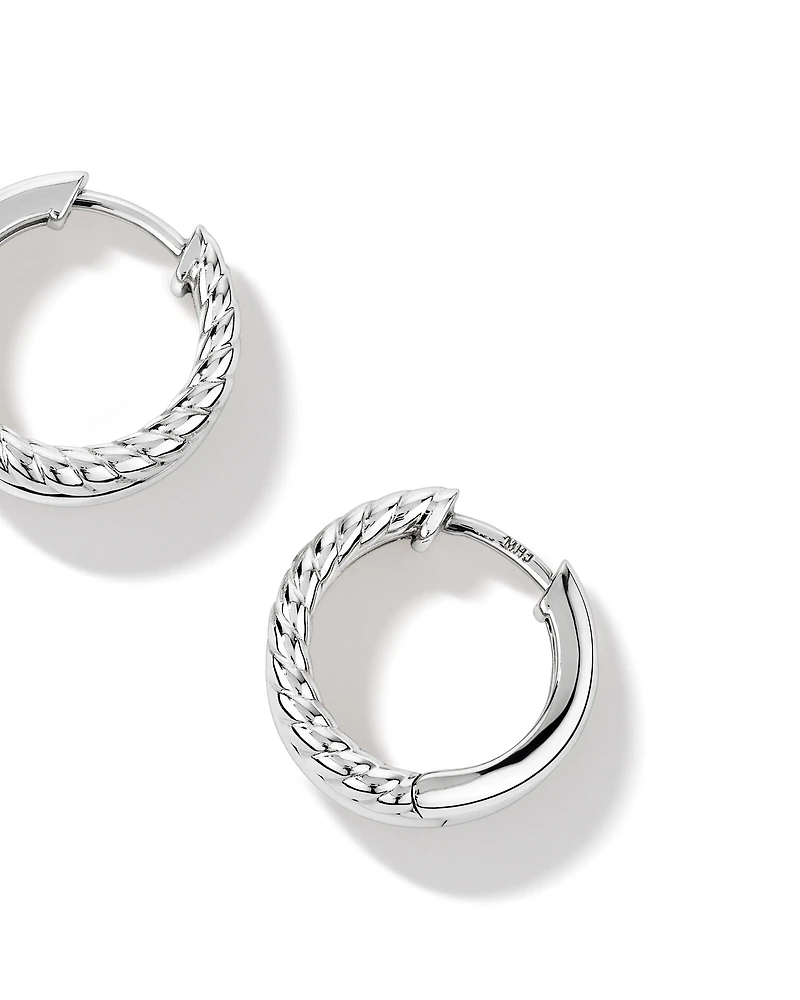 Boucles d'oreilles huggie double texture en argent sterling