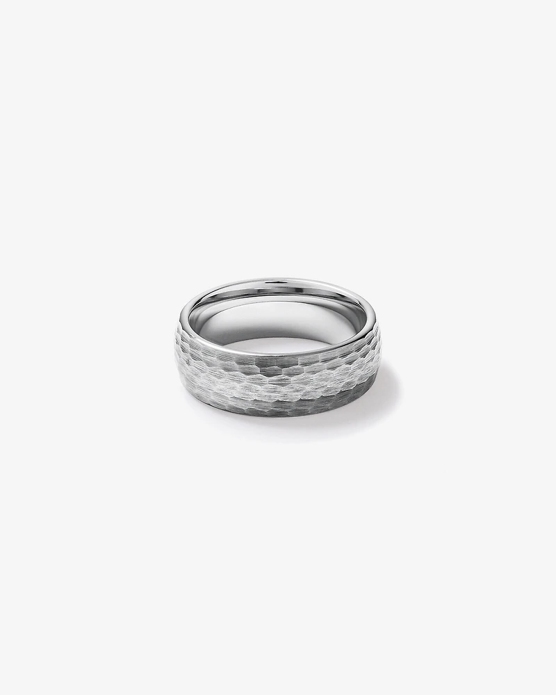 8 mm Bague de mariage martelée en tungstène