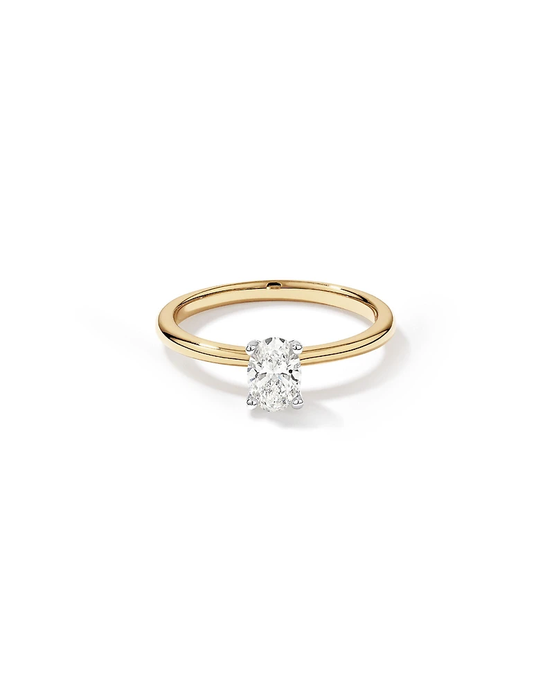 0.50 Carat TW Oval Canadian Diamond Solitaire in 18kt Yellow & White Gold