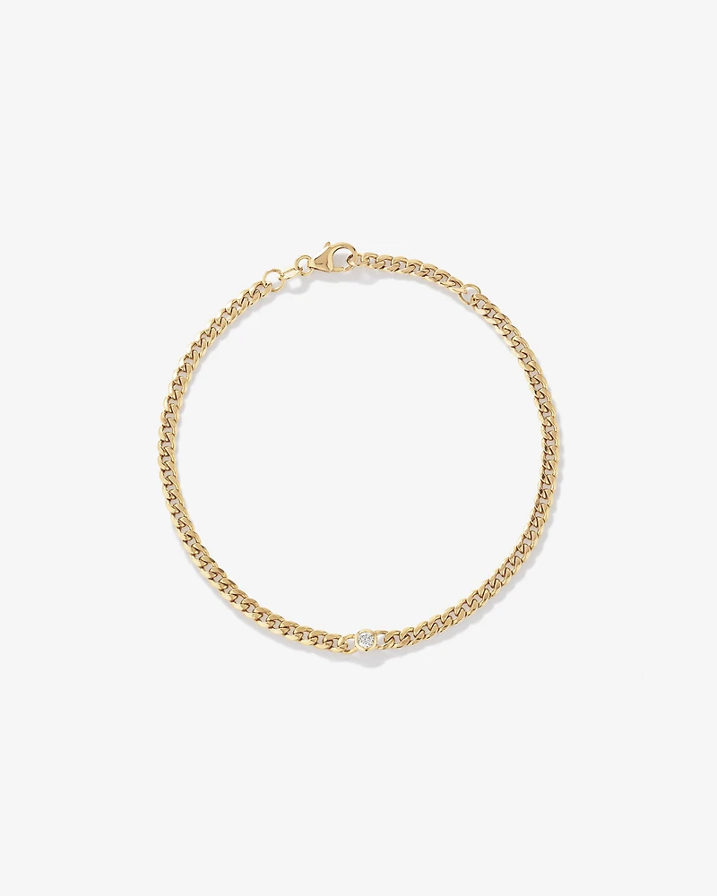 Bracelet à maille gourmette avec accent de diamant en or jaune 10 carats