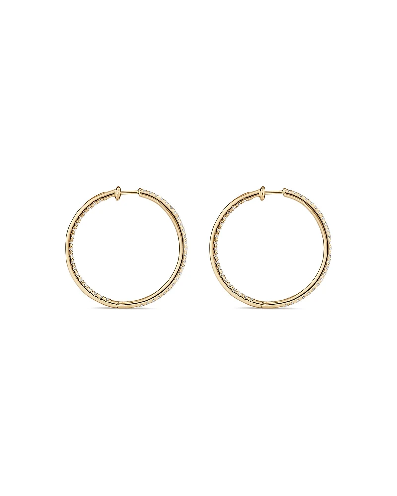 Hoop Earrings With 1.00 Carat TW of Diamonds Set 10kt Yellow Gold