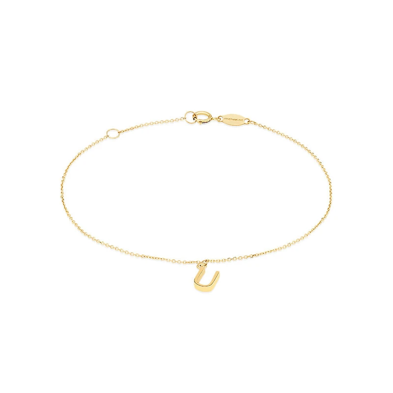 19cm (7.5") U Initial Bracelet in 10kt Yellow Gold