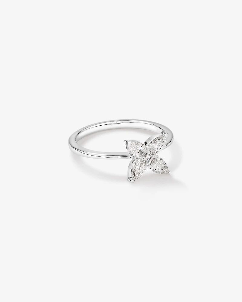 Bague Floret avec diamants cultivés en laboratoire de 0,62 carat TW en or blanc 10 carats
