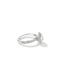 1,30 Carat Poids Total Bague De Fiançailles En Diamant Coupe Poire Avec Pavé Et Halo, En Platine