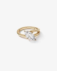 Bague de fiançailles à double anneau avec diamant de laboratoire taille marquise de 2,00 carats TW en or jaune 14 kt, sertie en East West