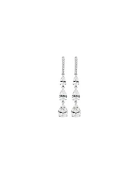 Boucles d'Oreilles Clous avec Triple Goutte de Zircon Cubique en Forme de Poire en Argent Sterling