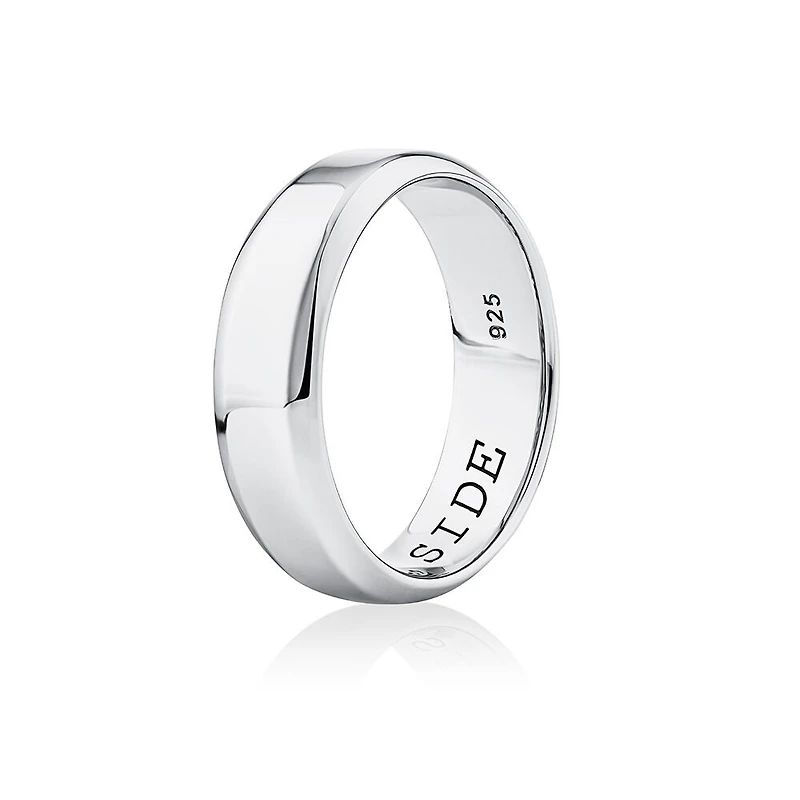 Bague à Bords Biseautés Gravée INXS By My Side en Argent Sterling Recyclé