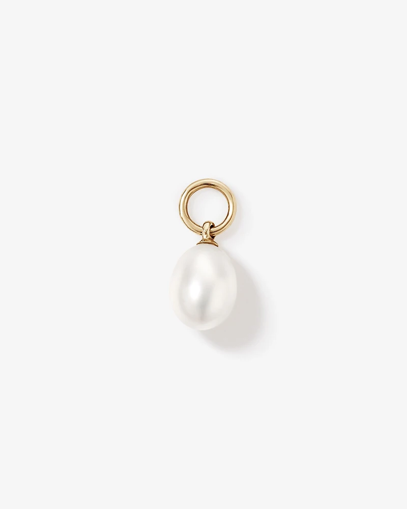 Oval Cultured Freshwater Pearl Single Earring Charm in 10kt Yellow Gold
