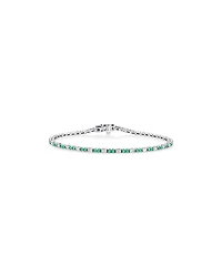 Bracelet de Tennis Dot Dash en Émeraude & Diamant avec 0,62 Carat TW en Or Blanc 10kt