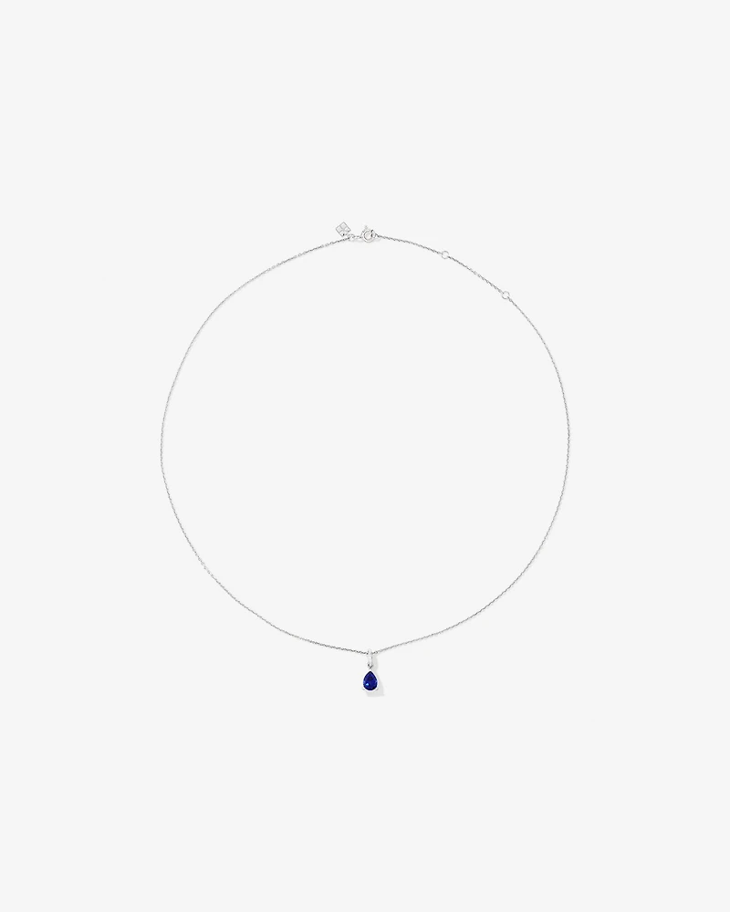 Ensemble pendentif et boucles d'oreilles clous en saphir créé taille poire en argent sterling