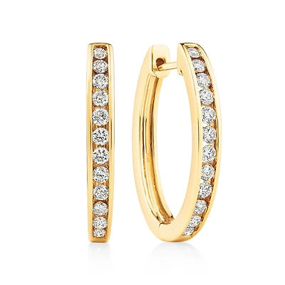Huggie Earrings with 0.50 Carat TW of Diamonds 10kt Yellow Gold
