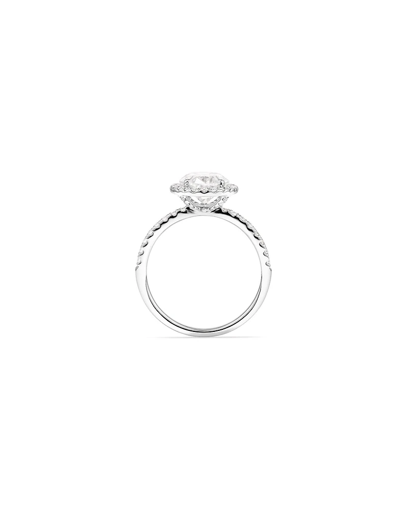 Bague de fiançailles en or blanc 14 carats avec halo de diamants taille ovale de 2,92 carats