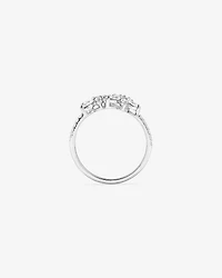 Floral Pavé Ring with Cubic Zirconia Sterling Silver