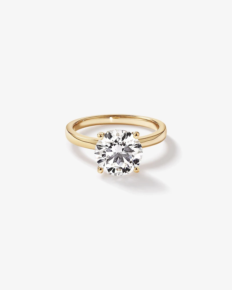 3.10 Carat TW Round Brilliant Laboratory-Grown Diamond Solitaire Ring in 18kt Yellow Gold