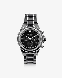 Unisex Chronograph Watch with 1/2 Carat TW of Diamonds Black Ceramic & Stainless Steel