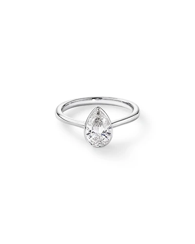 1.25 Carat TW Pear Cut Laboratory-Grown Diamond Solitaire Bezel Set Engagement Ring in 14kt Gold