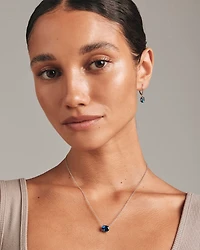 Boucles d'oreilles en argent sterling et or jaune 10 K avec topaze bleue de Londres