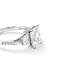 Bague de fiançailles en or blanc 18 carats avec diamant de laboratoire taille émeraude de 4,26 carats