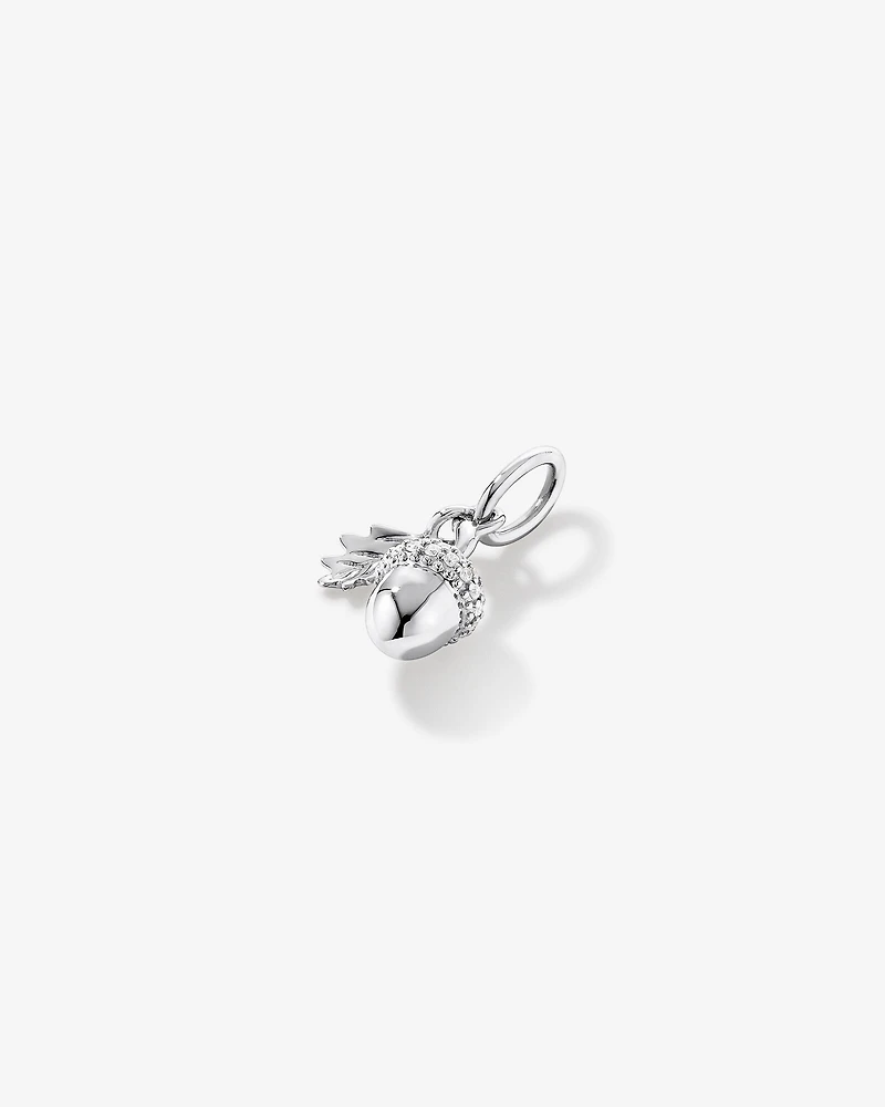 Canadian Acorn Diamond Pendant in Sterling Silver