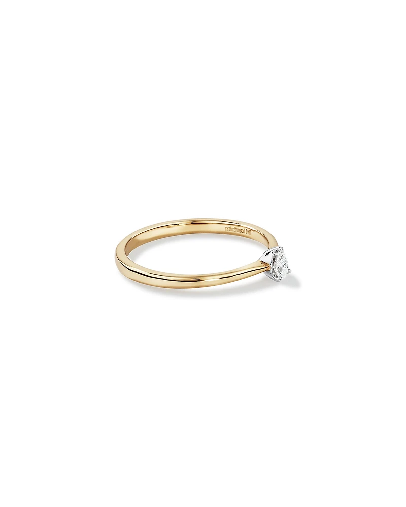 Bague de promesse solitaire en diamant taille poire en or jaune et blanc 10 carats
