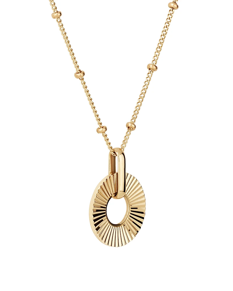 Collier pendentif cercle ouvert Sunray en or jaune 10 kt