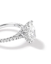 Bague de fiançailles en or blanc 18 carats avec diamant de laboratoire taille ovale de 3,50 carats