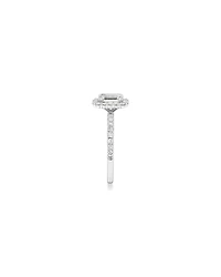 Bague De Fiançailles Halo En Diamant De Laboratoire Taille Émeraude De 1,78 Carat Poids Total En Or Blanc 14 Carats