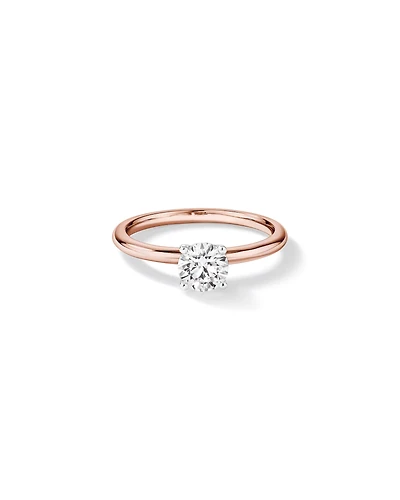 Bague de fiançailles solitaire ronde en diamants brillants de laboratoire TW de 0,70 carat en or rose et blanc 14 carats
