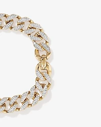 Bracelet à maillons cubains serti de diamants TW de 3,30 carats en or jaune et blanc 10 carats