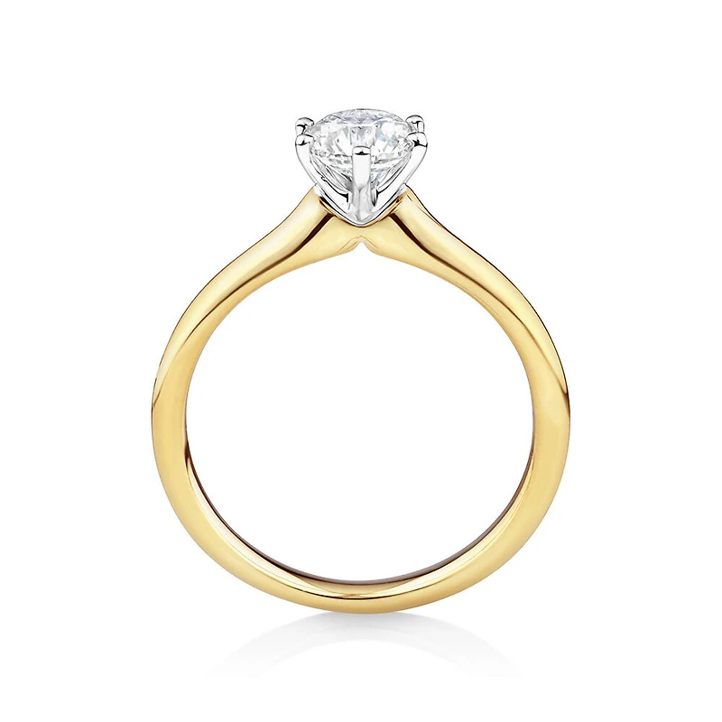Certified Solitaire Engagement Ring with a 3/4 Carat TW Diamond in 18kt Yellow & White Gold