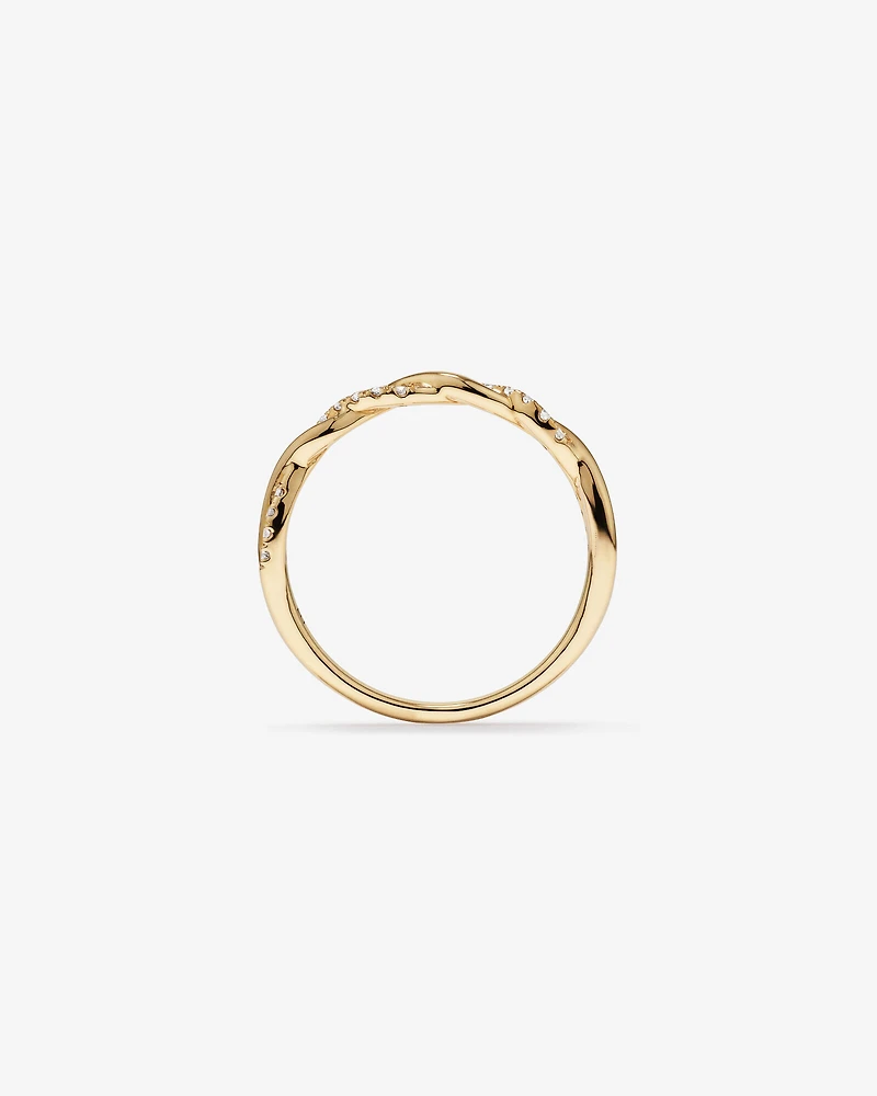 0.11 Carat TW Diamond Twist Wedding Ring in 14kt Yellow Gold